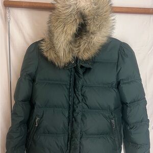 Juicy Couture Down Woman’s Green Puffer Jacket with Faux Fur Hood